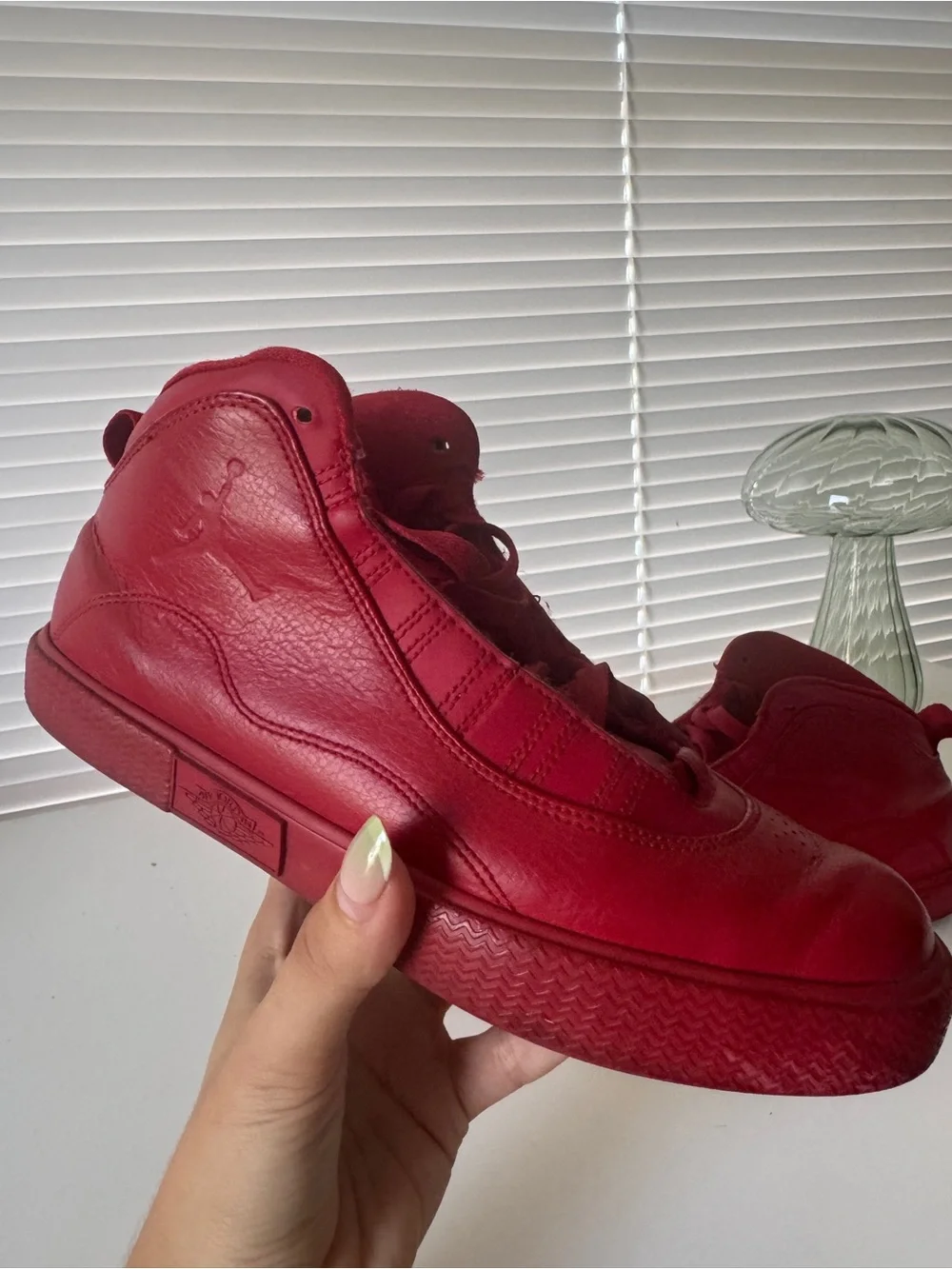 Red Air Jordan High Top Auto Clave Sneakers